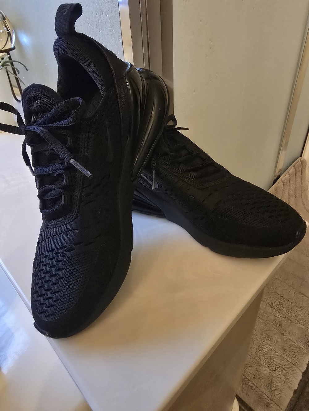 Nike Air Max 270 React Triple Black Women's Sneakers - Picture 2 of 5